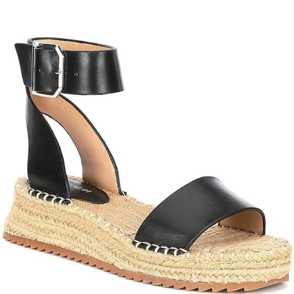 Antonio Melani Fosterr Leather Ankle Strap Espadrille Wedges